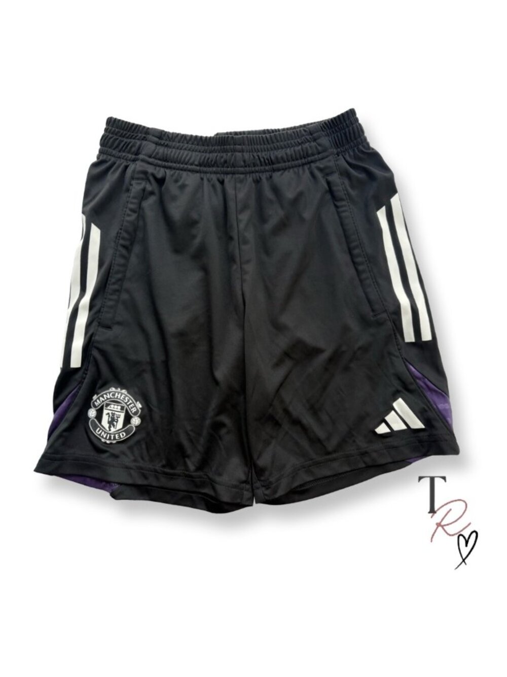 Adidas Manchester United Soccer Training Shorts Black/White Boys 11-12 Youth